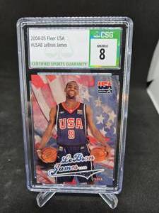 lot 92 image: 2004-05 Fleer USA Lebron James Basketball Card Graded NMMint 8
