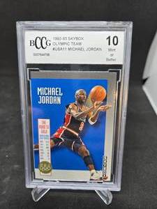 lot 94 image: 1992-93 Skybox Micahel Jordan USA Olympic Team Card #11 Graded Mint 10