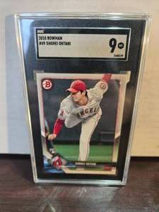 lot 71 image: 2018 Bowman Shohei Ohtani Rookie card #49 Graded Mint 9