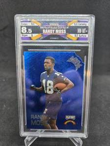 lot 77 image: 1998 Absolute Randy Moss Rookie Card #9 Graded 8.5 NM-MT