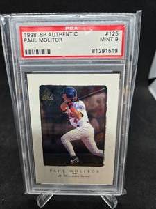 lot 81 image: 1998 Sp Authentic Paul Molitor Baseball Card #125 Graded PSA 9 Mint