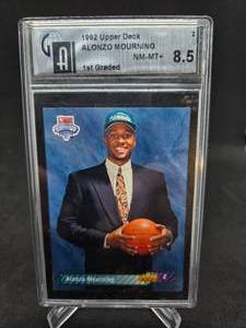 lot 83 image: 1992-93 Upper Deck Alonzo Mourning Rookie Card #2 Graded 8.5 NM-MT