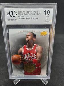 lot 86 image: 2009-10 Upper Deck Legacy Collection Gold Michael Jordan #19 Graded Gem Mint 10