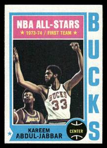 lot 187 image: 1974-75 Topps Kareem Abdul-Jabbar Vintage Basketball Card #1