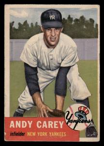lot 172 image: 1953 Topps Andy Carey Baseball Vintage Card #188