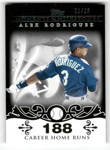 lot 198 image: 2008 Topps Moments & Milestones Alex Rodriguez Card #1 Serial #d 2225