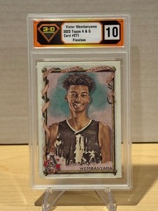 lot 205 image: 3D Grading 10 Flawless 2023 Allen & Ginter Victor Wembanyama Rookie #271