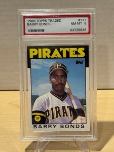 lot 209 image: PSA 8 1986 Topps Traded Barry Bonds Rookie #11T
