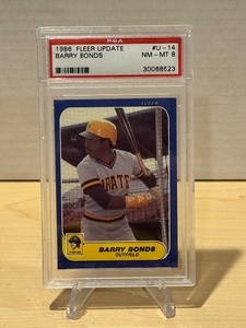 lot 210 image: PSA 8 1986 Fleer Update Barry Bonds Rookie #U-14