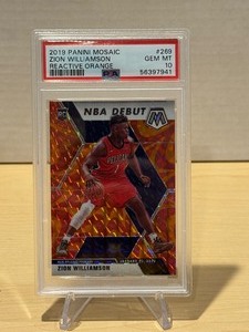 lot 216 image: PSA 10 2019 Panini Mosaic Reactive Orange Zion Williamson Rookie #269