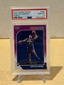 lot 217 image: PSA 10 2019 NBA Hoops Purple Zion Williamson Rookie #258