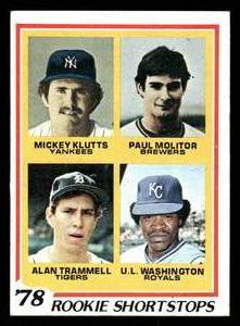 lot 105 image: 1978 Topps Paul Molitor Rookie Vintage Baseball Card #707