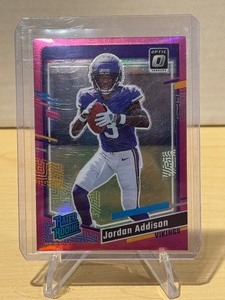 lot 237 image: 2023 Optic Pink Prizm Jordan Addison Rookie #368
