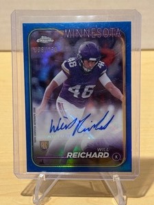 lot 252 image: 2024 Topps Chrome Blue Refractor Auto Will Reichard Rookie Serial #66150