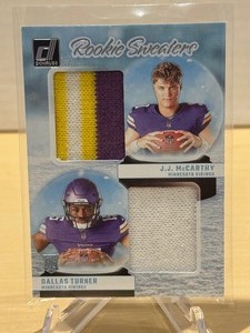lot 261 image: 2024 Donruss Rookie Sweaters J.J. McCarthy & Dallas Turner Rookie LK