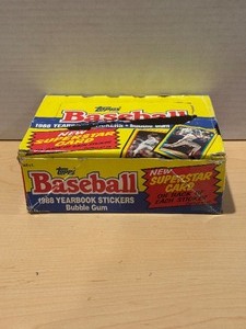 lot 285 image: 1988 Topps Baseball Yearbook Stickers Box - 48 Packs