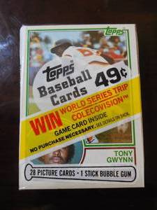 1983 Topps Baseball Cello Pack with Tony Gwynn Rookie Card on Top**RARE**