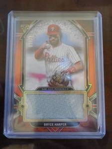 lot 125 image: 2024 Tribute Bryce Harper Jumbo Jersey Relic Card #SJR-BH2 Serial #d 318