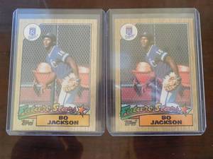 lot 127 image: (2) 1987 Topps Bo Jackson Baseball Rookie Cards #170