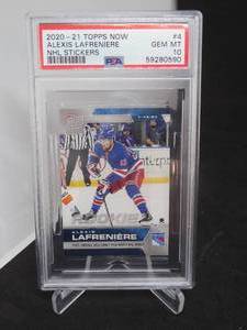 lot 148 image: 2020-21 Topps Now Alexis Lafreniere Rookie Card #4 Graded Gem Mint 10
