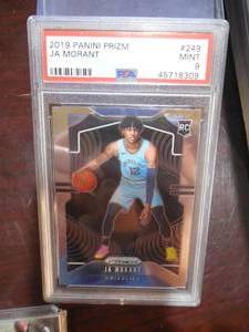 lot 180 image: 2019 Prizm JA Morant Rookie Card #249 Graded PSA Mint 9