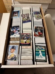 lot 369 image: 3 Row Monster Box of Baseball and Football Cards - Loaded with Value