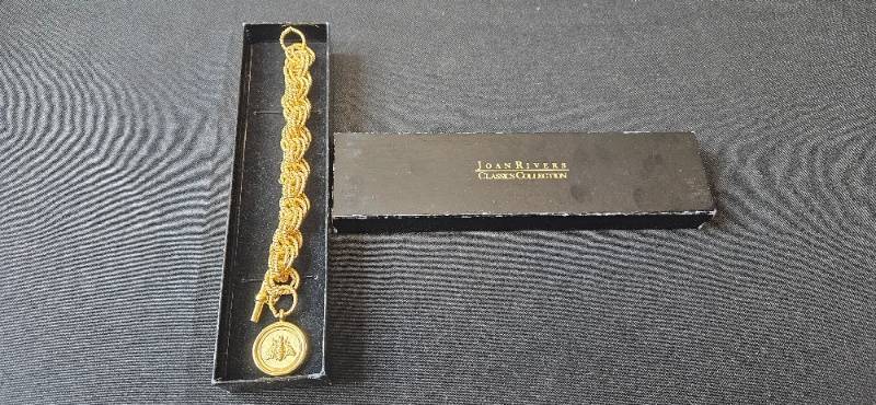 lot 76 image: Joan Rivers Classics Collection Gold-Tone Bee Charm Bracelet in Original Box
