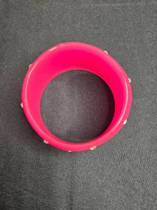 lot 50 image: Vintage Pink Lucite Bracelet with Rhinestone Accents