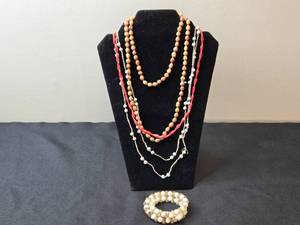 lot 59 image: Collection of Handmade Beaded Necklaces and Bracelet - display not inc
