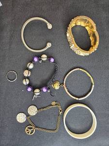 lot 102 image: Collection of Assorted Fashion Bracelets and Rings