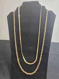 lot 126 image: Collection of Gold-Tone Necklaces and Givenchy Earrings - display not inc
