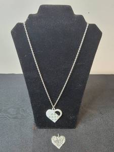 lot 170 image: Sterling Silver Heart Necklace with Matching Pendant from Sweden