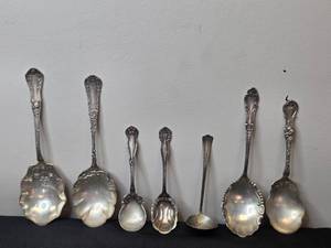 lot 176 image: Set of Vintage Silver-Plated Serving Spoons by Various Makers