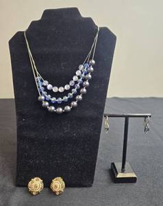 lot 178 image: Set of RMN Necklace and Lia Sophia & ART Stamped Earrings with Brooch