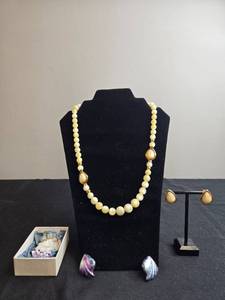 lot 183 image: Faux Pearl and Gold-Tone Necklace with Napier Earrings