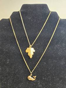 lot 190 image: Assorted Set of Necklaces Inc Two Avon Pendant Necklaces - Whale and Leaf Charms - display not inc
