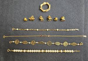 lot 203 image: Collection of Avon Gold-Tone Bracelets and Letter Pins & Necklace Bundle Clasp