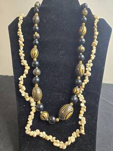 lot 214 image: Set of Two Beaded Necklaces with Bold Designs