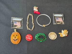 lot 217 image: Assorted Jewelry and Holiday Pin Collection