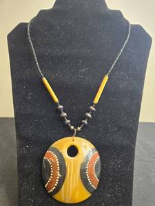 lot 225 image: Set of Unique Handcrafted Necklaces and 1 Wooden Bracelet