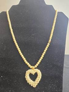 lot 227 image: Set of Faux Pearl Necklaces - One with Heart Pendant