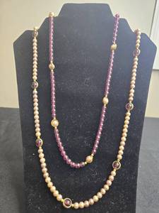 lot 228 image: Set of Vintage Faux Pearl and Bead Necklaces