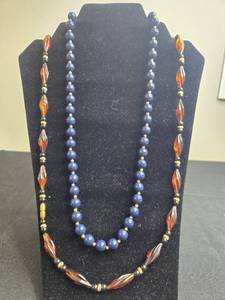 lot 232 image: Lot of Beaded Necklaces with Blue and Red Beads
