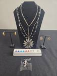 Multi-Piece Jewelry Set: Necklaces, Earrings, Bracelet with Gemstones - display not inc