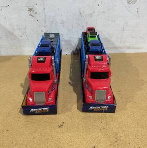 lot 353 image: LOT OF 2 12PCS Adventure Force Light and Sound Big Rig Super Transporter, 24 Inch Full Length Semi-Truck with Trailer