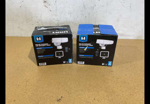 lot 354 image: HART 2-Head LED Solar Motion Sensing Security Flood Light, Remote Control, CCT, White, 1800 Lumens