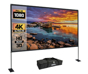 lot 399 image: Onn. 120 Portable IndoorOutdoor 169 Projection Screen with Stand