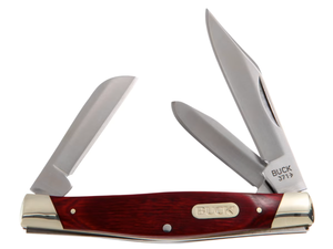 lot 514 image: Buck Knives 371 Stockman 3-Blade Pocket Knife with Woodgrain Handle