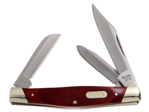 lot 517 image: Buck Knives 371 Stockman 3-Blade Pocket Knife with Woodgrain Handle