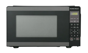 lot 625 image: Hamilton Beach 0.9 Cu ft Countertop Microwave Oven, 900 Watts, Black Stainless Steel